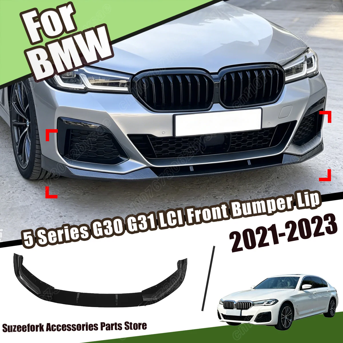 For BMW 5 Series G30 G31 LCI 2021 2022 2023 Front Bumper Lip Lower Chin Spoiler Front Apron Guard Splitter Auto Decorate Parts