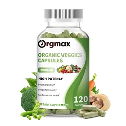 Organic Vegetable Mixture Capsules Vitamin Supplement Supports Cardiovascular, Immune and Digestive Health, Green Super Food