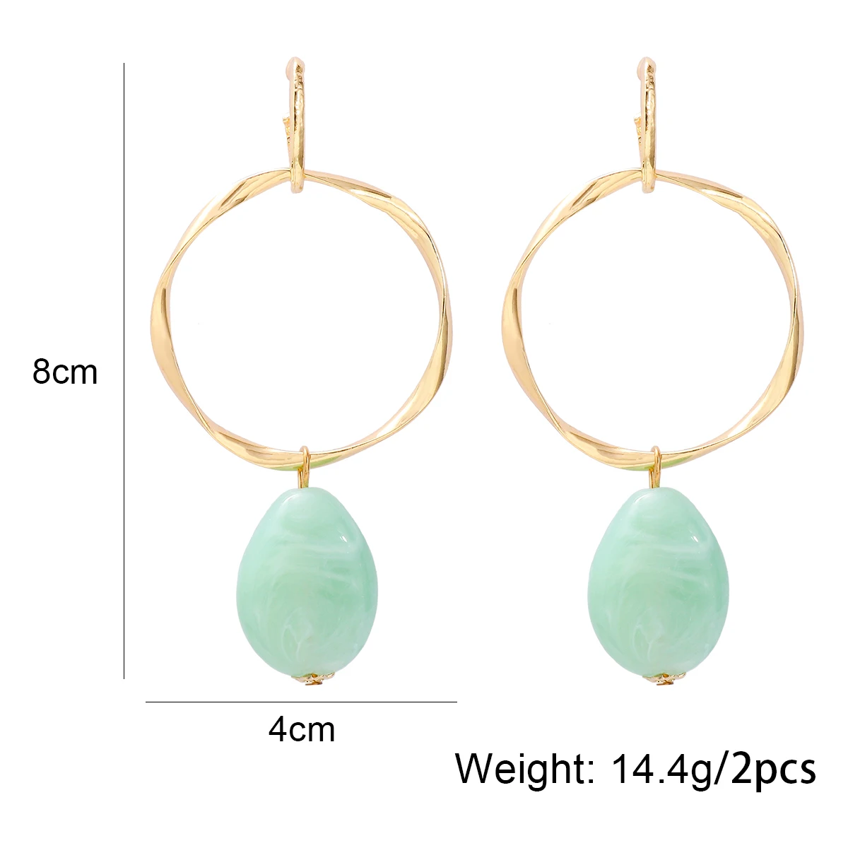 2024 New ZAA Earrings for Women Statement Metal Loop Water Drop Shaped Resin Earrings Holiday Party Jewelry Accessories