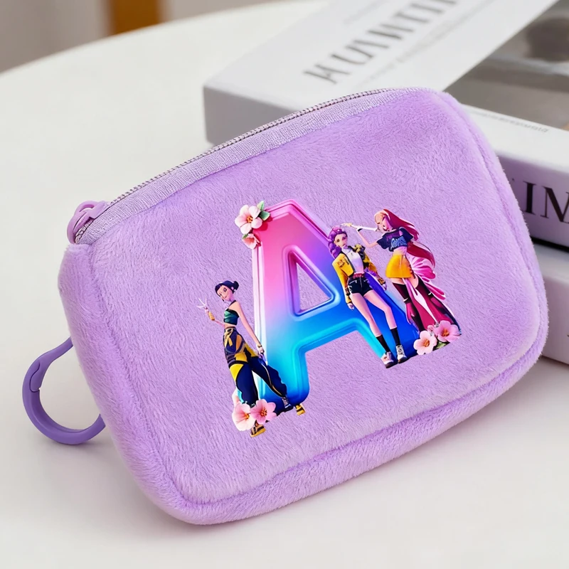

2026 KPop Охотники на демонов Кошельки для монет с мультяшным принтом и буквами A-Z Кошельки Модные новые сумки для хранения ключей для мальчиков и девочек Подарок на день рождения