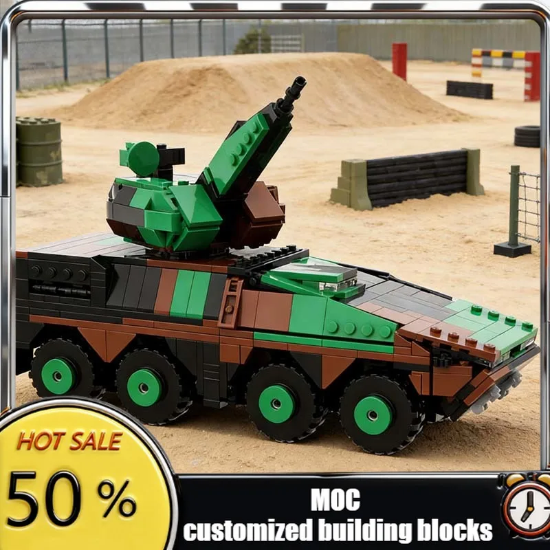 

729 PCS Armored Vehicle Bricks Skyranger 35 on GTK Boxer MOC Customize Modular Building Block Brick Simple DIY Toy Birthday Gift