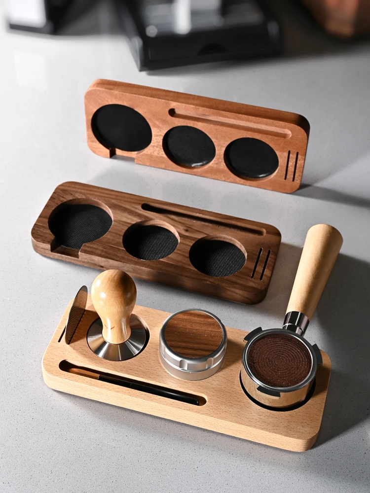 Coffee Tamper Mat Station Stand Portafilter Holder Support Base Rack Solid Wood for 51mm 54mm 58mm Barista Espresso Accessories