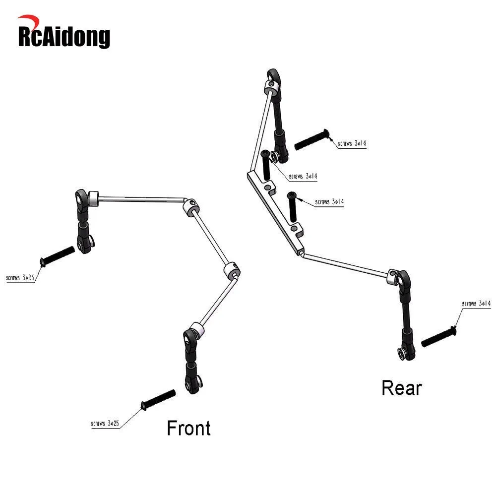 1/10 RC Metal Front and Rear Anti Roll Cage Sway Bar set for Traxxas Rustler VXL 2WD Rustler Bandit Bandit VXL