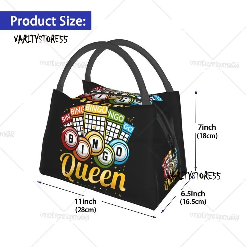 Bingo Queen Insulated Lunch Bag for Women Leakproof Thermal Cooler Lunch Box Beach Camping Travel