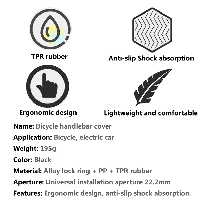 Bicycle Handlebar Grips TPR Rubber Comfy City Mountain Bike Scooter MTB Soft Cycling Handle Bar Cover End Non-slip Aluminum Lock