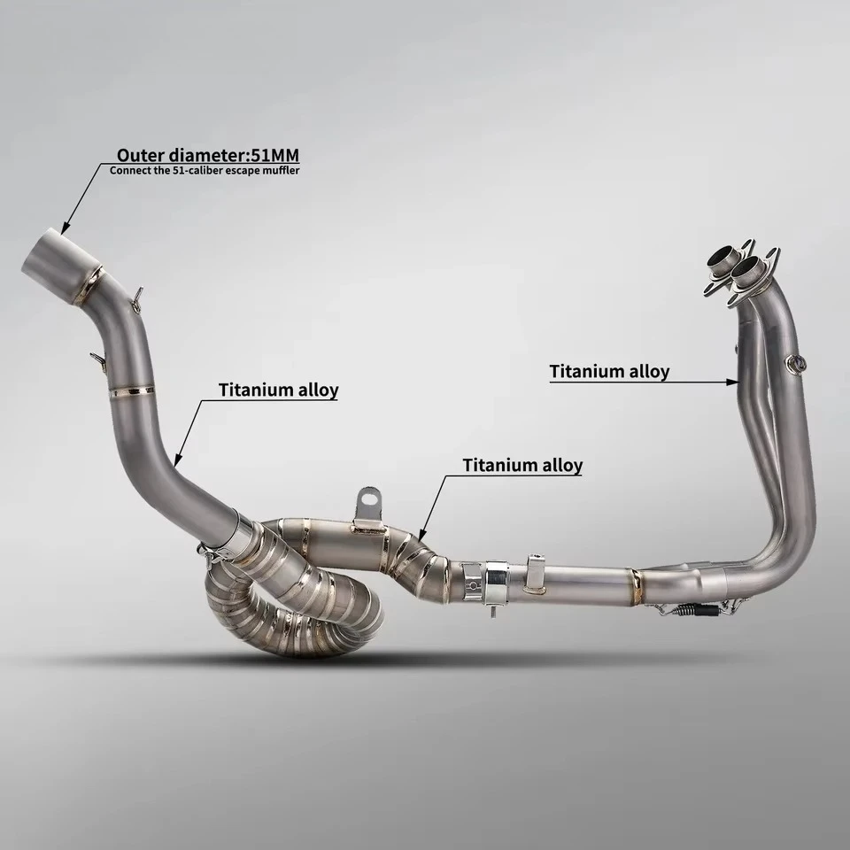For 700MT 2025 Motorcycle Exhaust System Retrofit/Upgrade Titanium Silver Front Section New