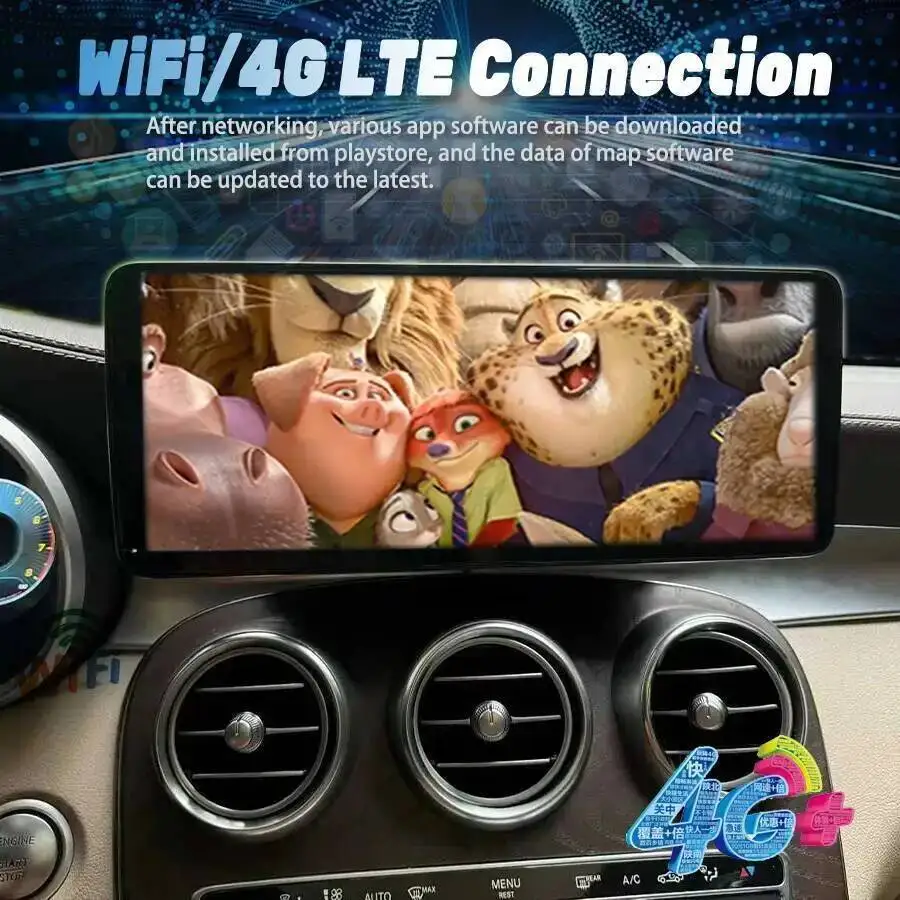 راديو السيارة DSP لمرسيدس بنز C الفئة W205 Glc X253 C180 C200 C220 C300 C350 2016-2022 12.8 "شاشة رقيقة جدا أندرويد CarPlay