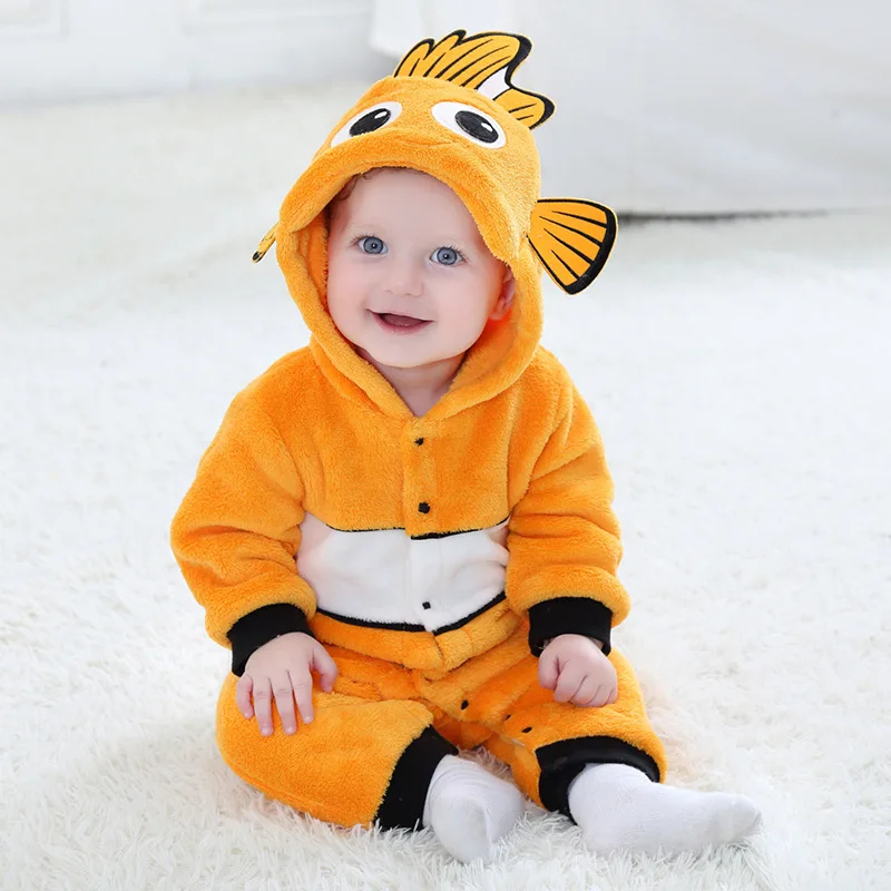 Infant Baby Pajamas Clownfish Onesies Nemo Kigurumi Newborn Cartoon Cosplay Costume for Halloween Kids One -Pieces Pijamas