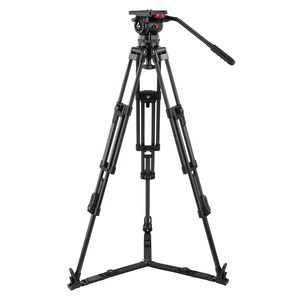 Photographic Equipment V18 Professional Broadcast Heavy dut Carbon Fiber Video camer Tripod System With 100mm Bowl Fluid Head