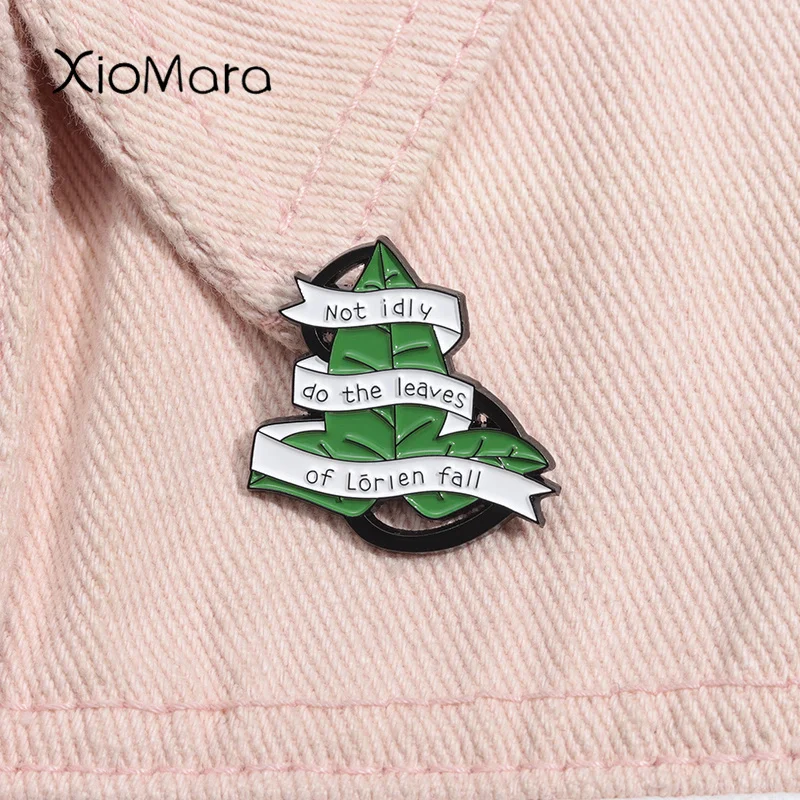 Fantasy Movie Enamel Pin Not Idly Do The Leaf of Lorien Brooch Lapel Backpack Badge Jewelry Gift Collection