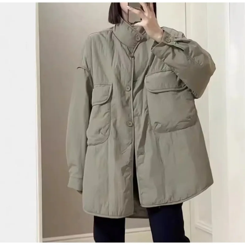 Otoño-Invierno 2025 Chaqueta de plumón informal holgada con aislamiento grueso para uso largo y medio, cálido y cómodo