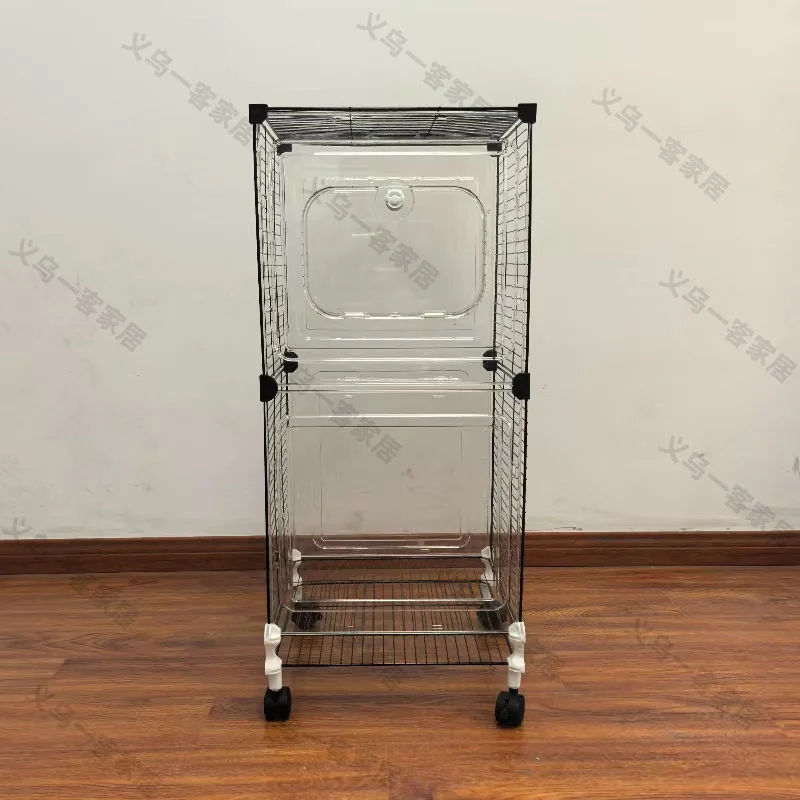 Thickened Transparent Bird Cage with Sliding Door for Space-Saving and Interactive Small Door Design Large Interior Space for