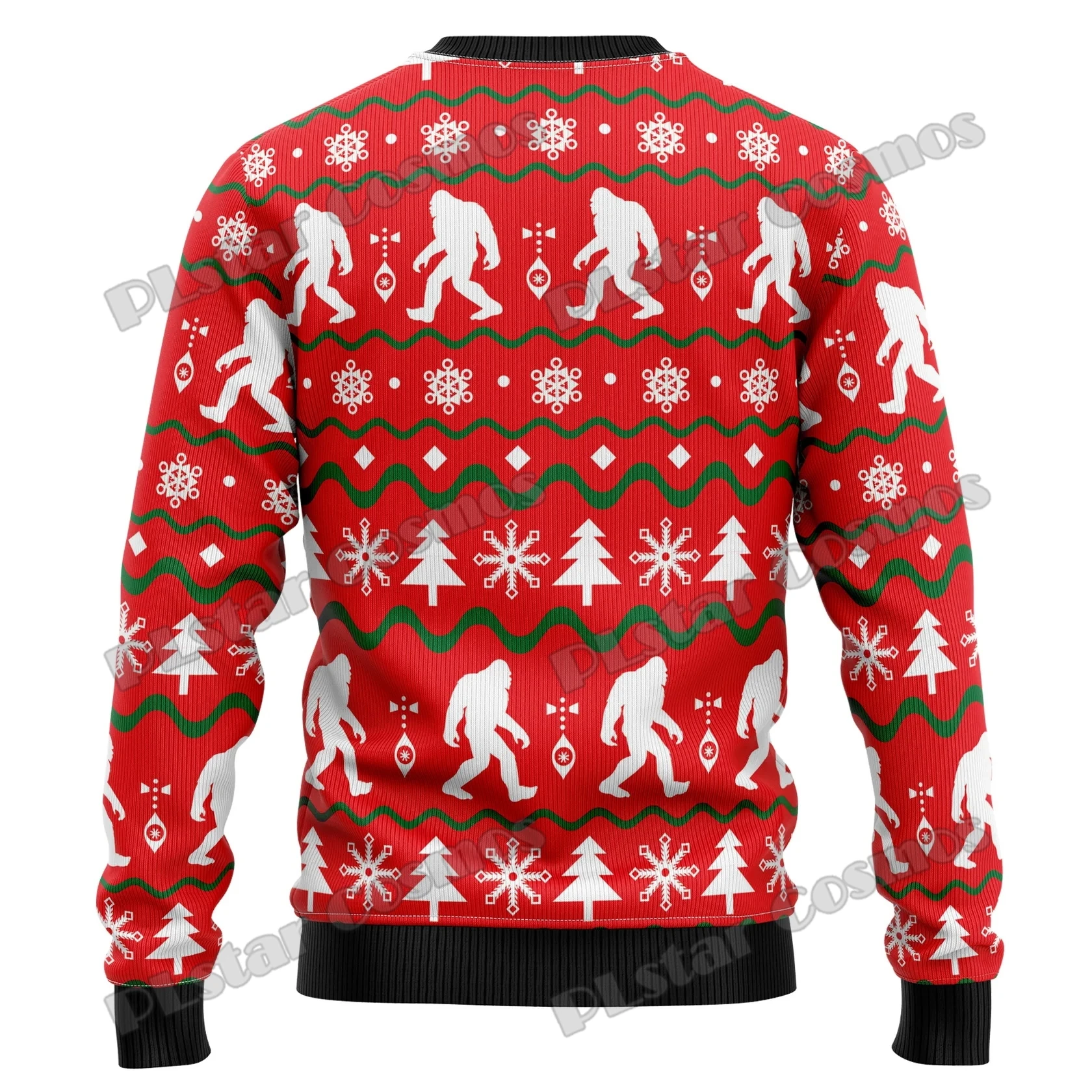 Autumn Winter Unisex Casual Knit Pullover Sweater Amazing Bigfoot Pattern 3D Printed Men\'s Ugly Christmas Sweater KMY01