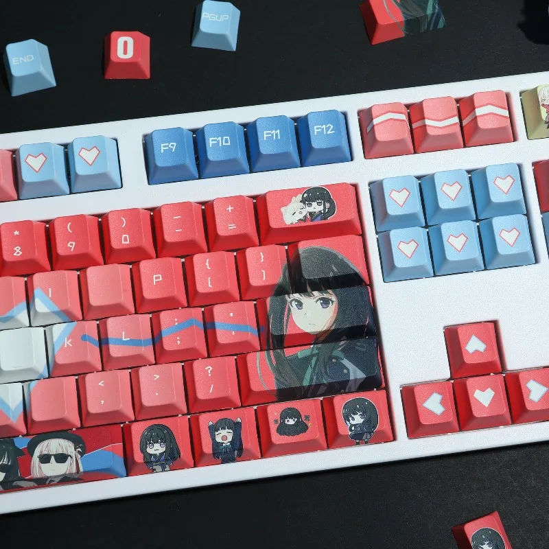 Anime lycoris recoil Theme Keycaps 120 Keys PBT Cherry Profile Keycap Custom Cartoon Key Caps for Mechanical Keyboard Gifts