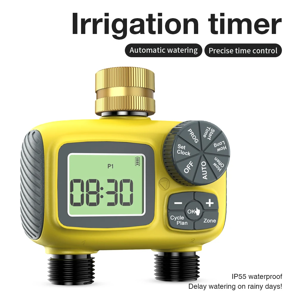 

Умный таймер воды с 2/4-выходами, автоматическая/ручная интеллектуальная система полива для орошения, спринклерный таймер, садовый программатор, ЖК-дисплей