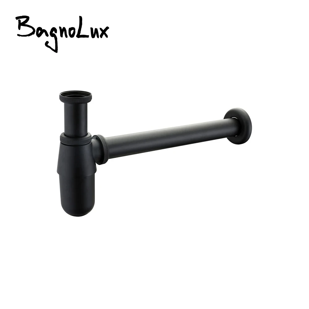 Bagnolux Luxurious P-Trap Old Style Solid Brass Wall Siphon Bottle Trap With Basin Pop Up Waste Plumbing Tube Factory Direct