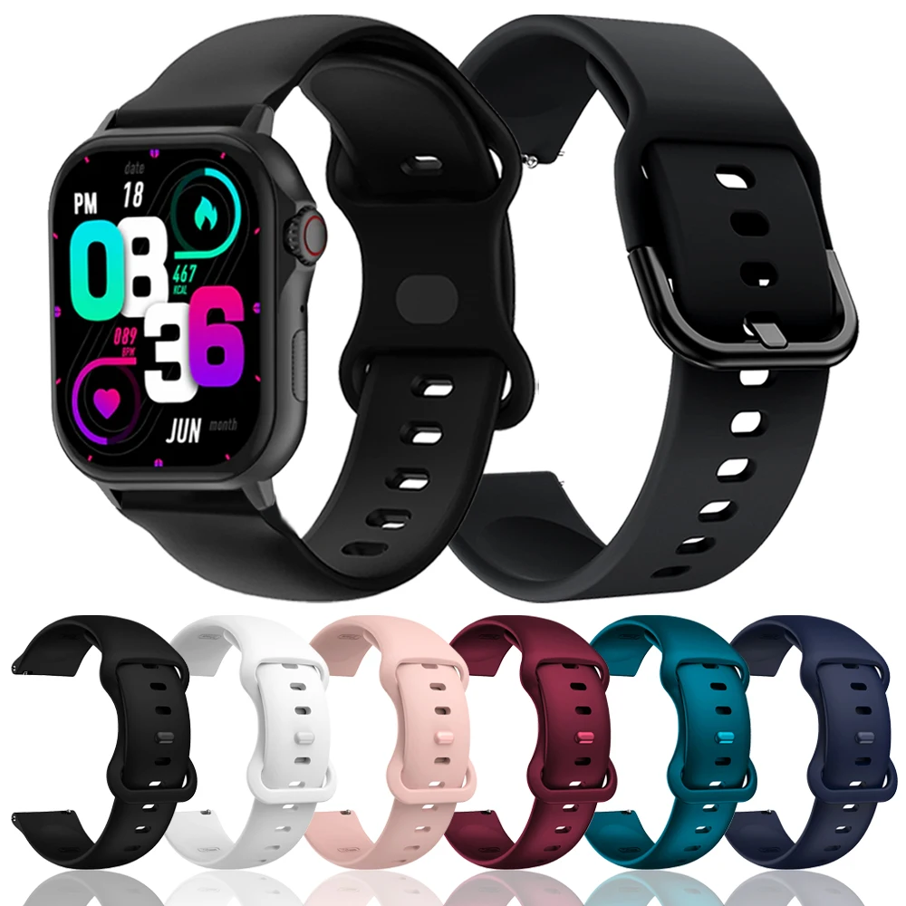 20 مللي متر 22 مللي متر سيليكون حزام الساعات ل COLMI P82 P81 P71 P73 P76 i28 الترا لينة حزام ل COLMI V76 V73 V68 C80 C81 M42 V23 برو كوريا