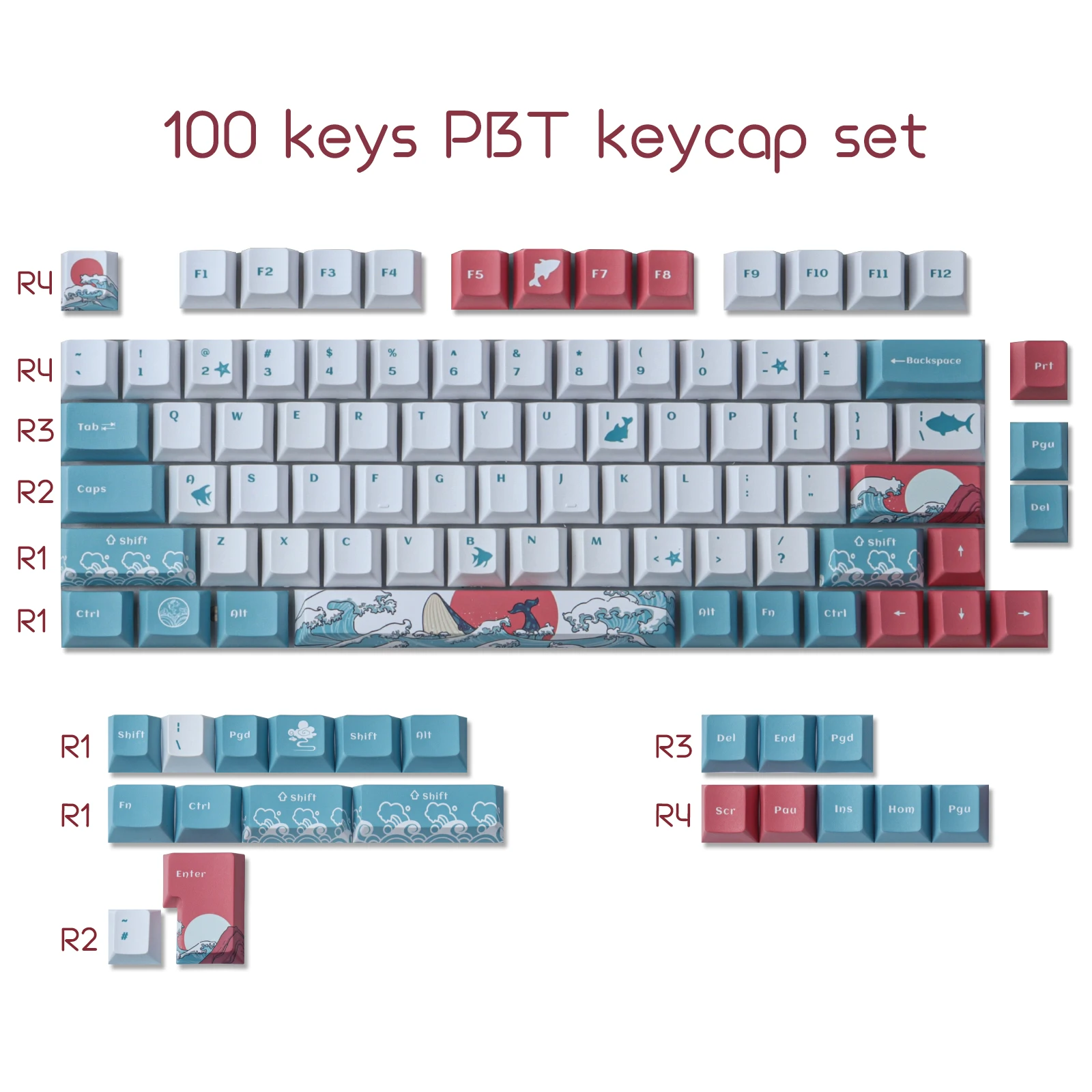 Imagem -05 - Gmk Coral Mar Keycaps 100 Teclas Pbt Tintura Sublimação Cereja Perfil Keycaps Conjunto