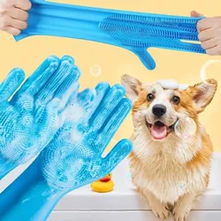 Pet Cleaning Gloves Bath Massage Hair Removal Gloves Silicone Hair Removal Comfortable Clean Anti-Bite Gloves Dog Bath Gloves