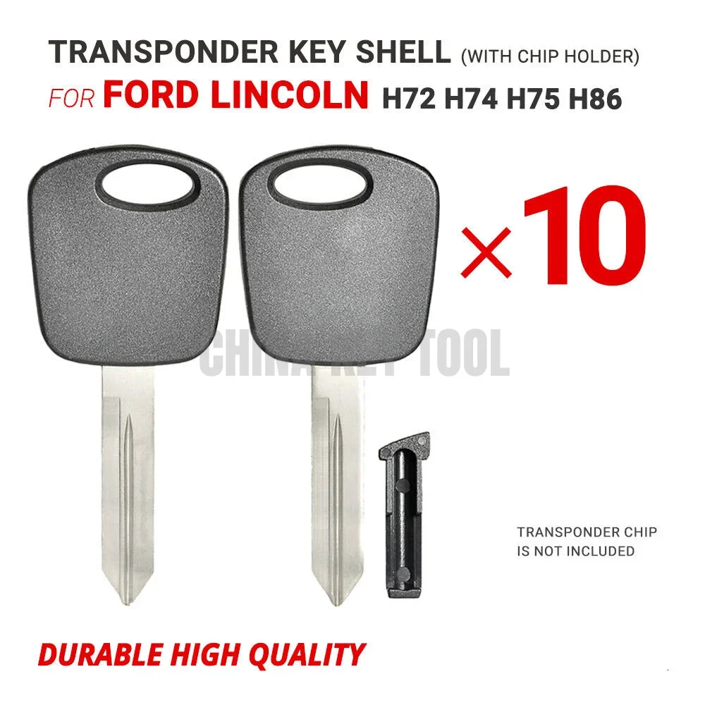 10x Key Shell Case With Blade For Ford For Lincoln H72 H74 H75 H86 With Chip Holder