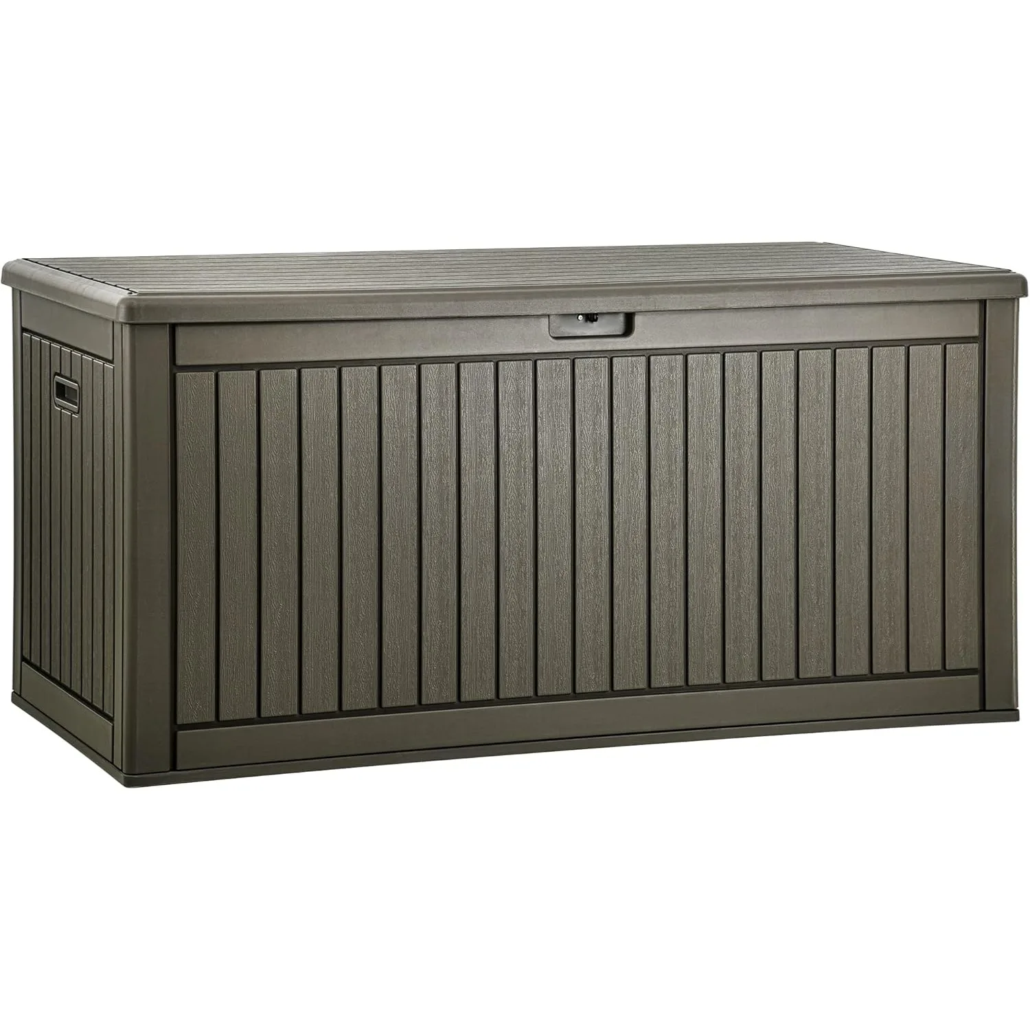 

260 Gallon Extra Large Deck Box, Double-Wall Resin Outdoor Storage Box with Flexible Divider (Light Brown)