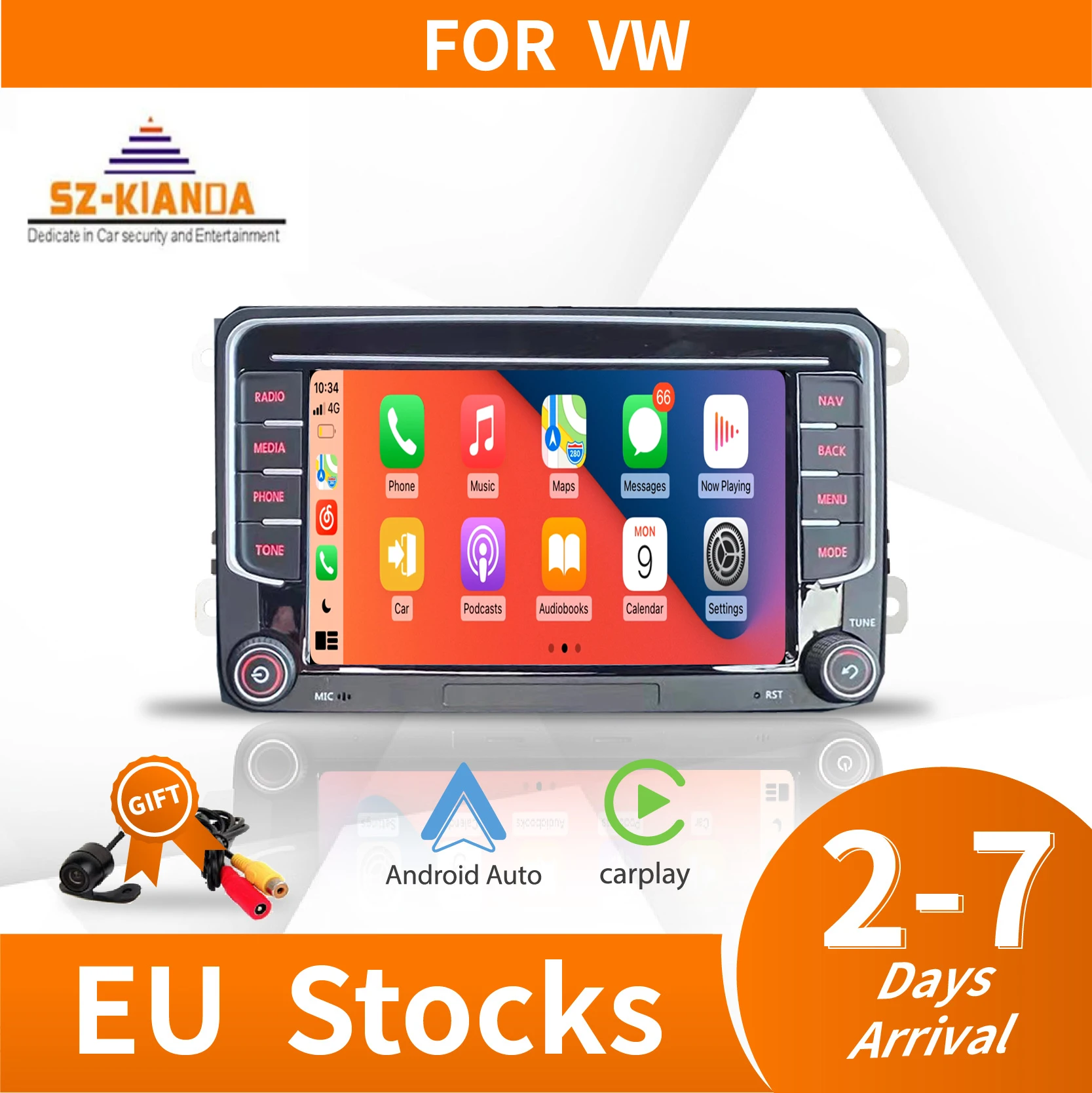 Carplay 2 Din Android 12 Car Radio GPS For VW  Volkswagen Skoda Octavia golf 5 6 touran passat B6 polo Jetta 2Din Radio