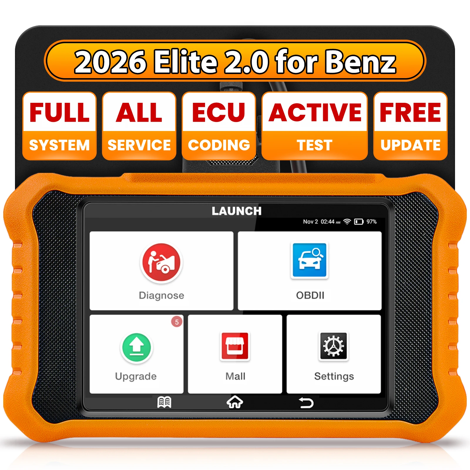 LANCERING Creader Elite V2.0 voor Benz OBD2-scanner, bidirectionele scantool met volledige systemen, alle resetten, ECU-codering voor BMW voor Ford - afbeelding 2