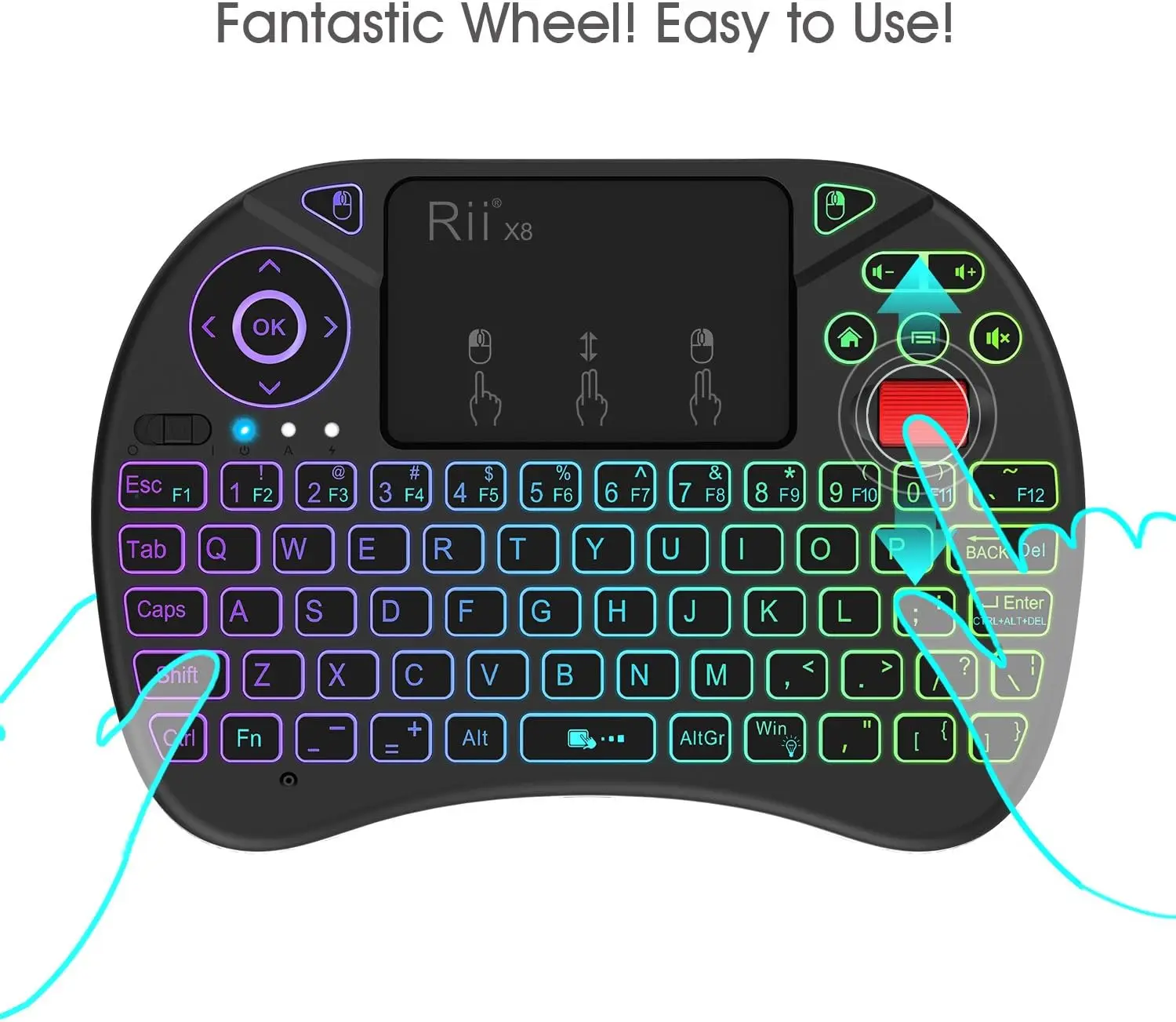 Mini Keyboard, Rii X8 Portable 2.4GHz Mini Wireless Keyboard Controller with Touchpad Mouse Combo for Google Android TV Box, PS3