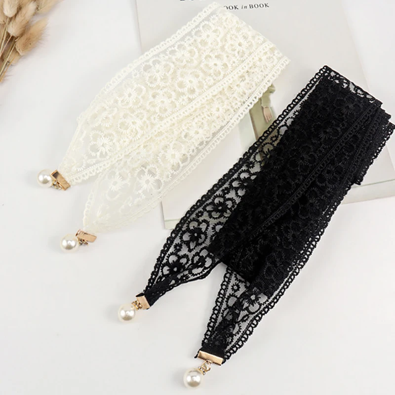Nuevo cinturón de nudo de encaje de estilo coreano exquisito dulce con colgante de perla cinta larga bufanda falda chaqueta decoración cadena de cintura