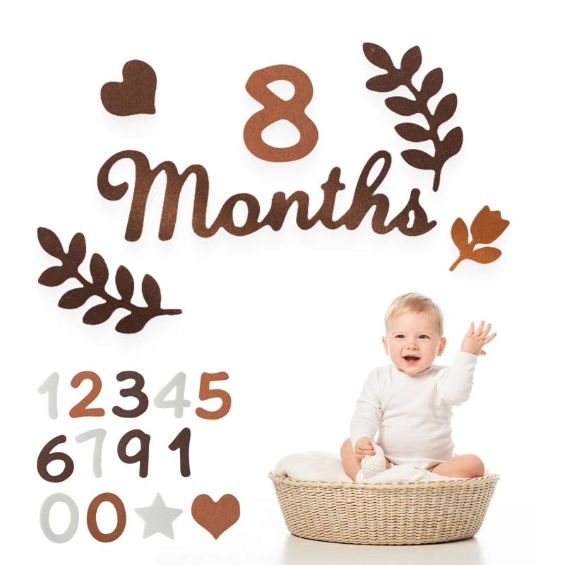 Felt Digit Baby Month Milestone Card Newborn Photography Prop Milestone Memorial Monthly Baby Souvenir Newborn Photo Accessories