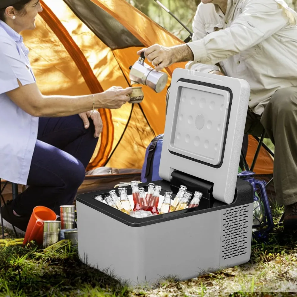 12V 10 Qt, Portable Mini Freezer (-4℉~68℉) APP Control Fridge 12V/24V DC ,110-220V AC For Camping, Road Trip, Outdoor and Home