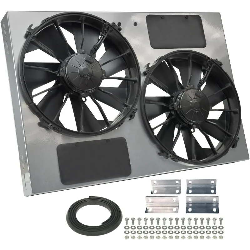 Derale Performance 16927 Ventilador de radiador dual de alto rendimiento gris/negro
