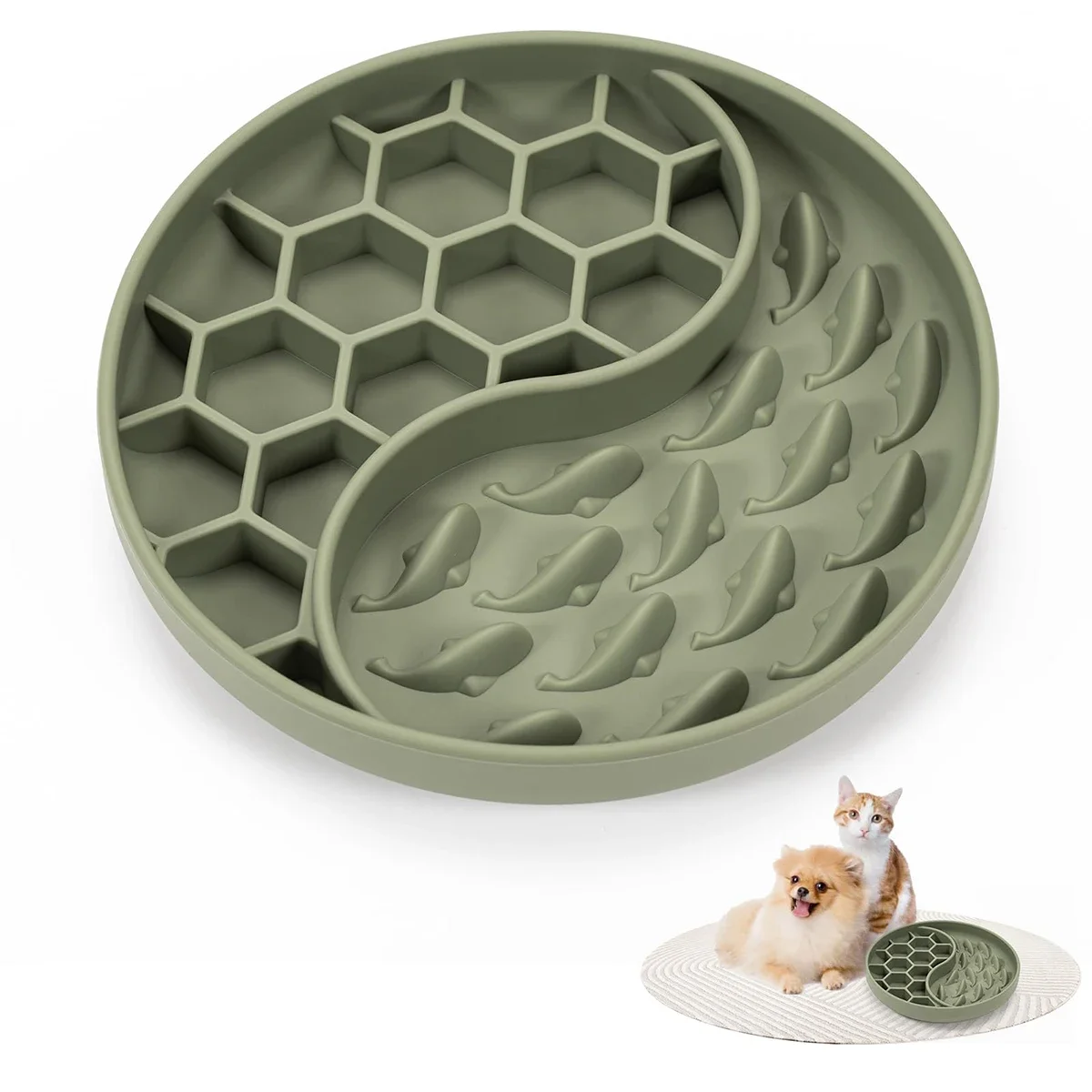 Non-Toxic Round Honeycomb Pet Slow Feeder Dog Bowl Custom Dog Bowl Water Food Mixing Unique Silicone Puzzle Slow Dog Bowl