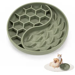 Non-Toxic Round Honeycomb Pet Slow Feeder Dog Bowl Custom Dog Bowl Water Food Mixing Unique Silicone Puzzle Slow Dog Bowl