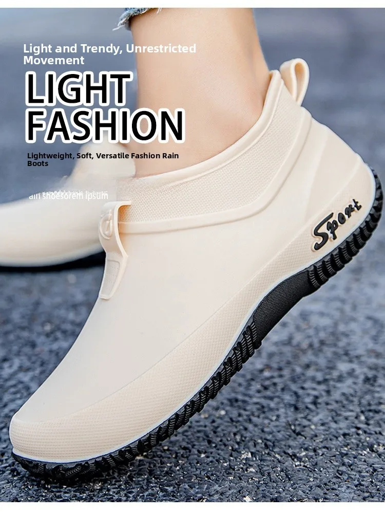 

German Sle Women's Rain Boots Anti-Slip Low Cut ort Tube Kitchen Workwear Resistant to Wear And Waterproof PVC oes