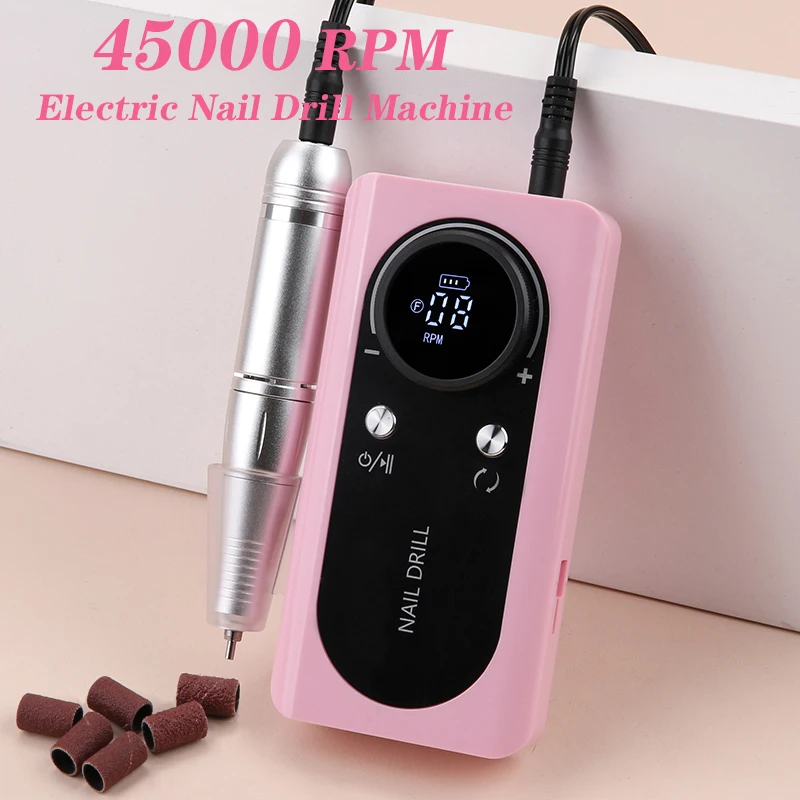 

45000RPM Rechargeable Nail Drill Machine With USB Connector Nail File Polishing Pedicure Drill Machine Manicure Drill Salon Tool