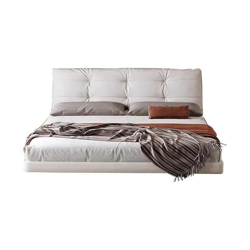 

Fairy suspension bed, French cream style master bedroom modern simple soft bag flush bed