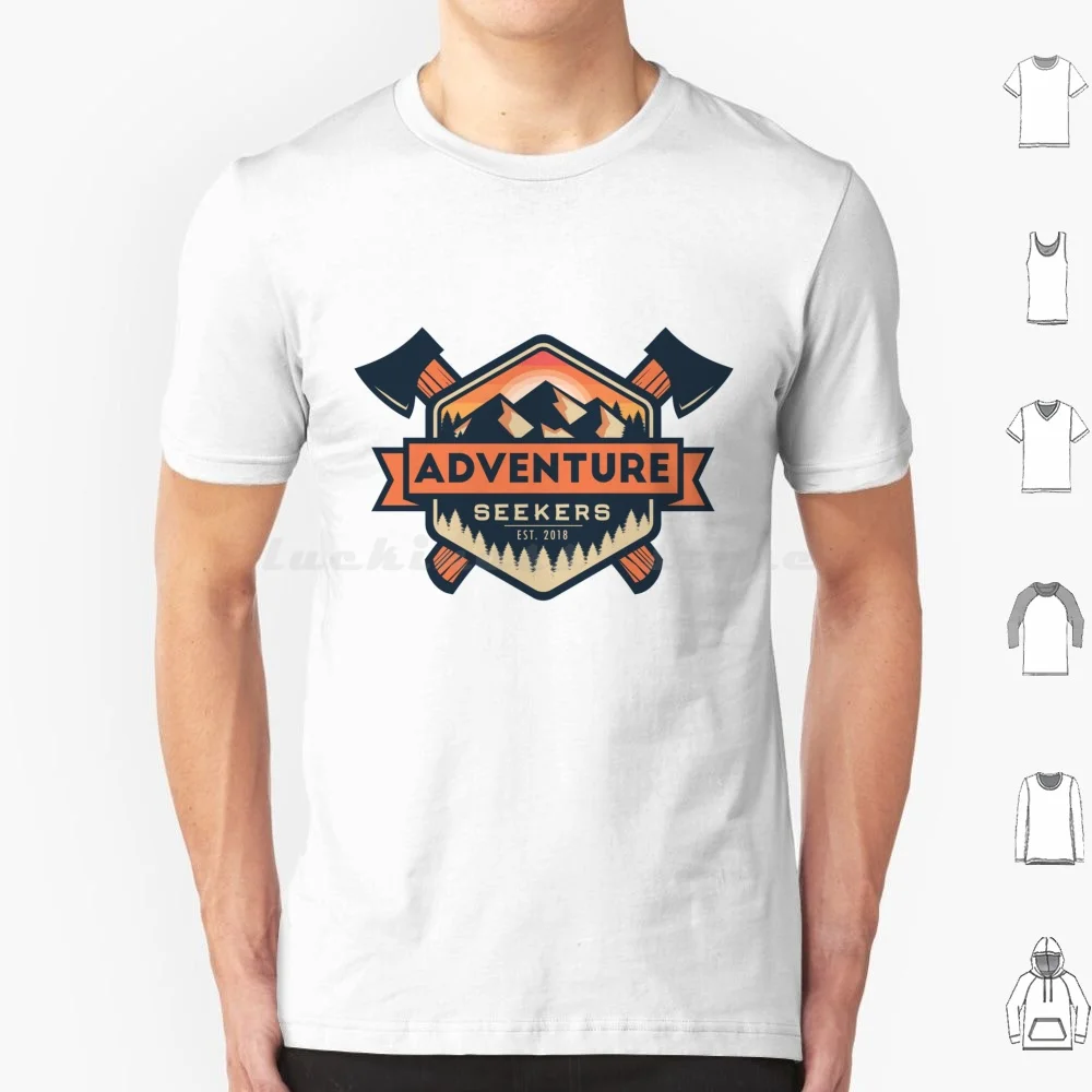 Adventure Seekers T Shirt Cotton Men Women DIY Print Adventure Seekers Outdoors Camping Hiking Logo Patch Wanderlust Forest
