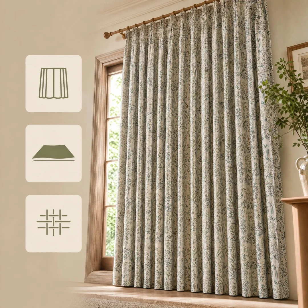 Retro Jacquard Floral Window Curtain, Nature Botanical Leaf Pattern Drape, Light Filtering Curtain for Home Decor