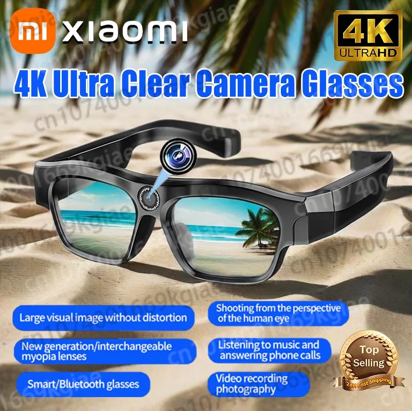 

Новые модные умные Bluetooth-очки Xiaomi, ультра прозрачные очки для камеры 4K со сменными линзами для близорукости, 2025 г.