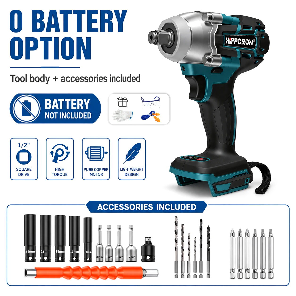 hippcron-3-8-21v-cordless-electric-ratchet-wrench-kit-60nm-high-torque-0-600rpm-led-light-for-auto-repair