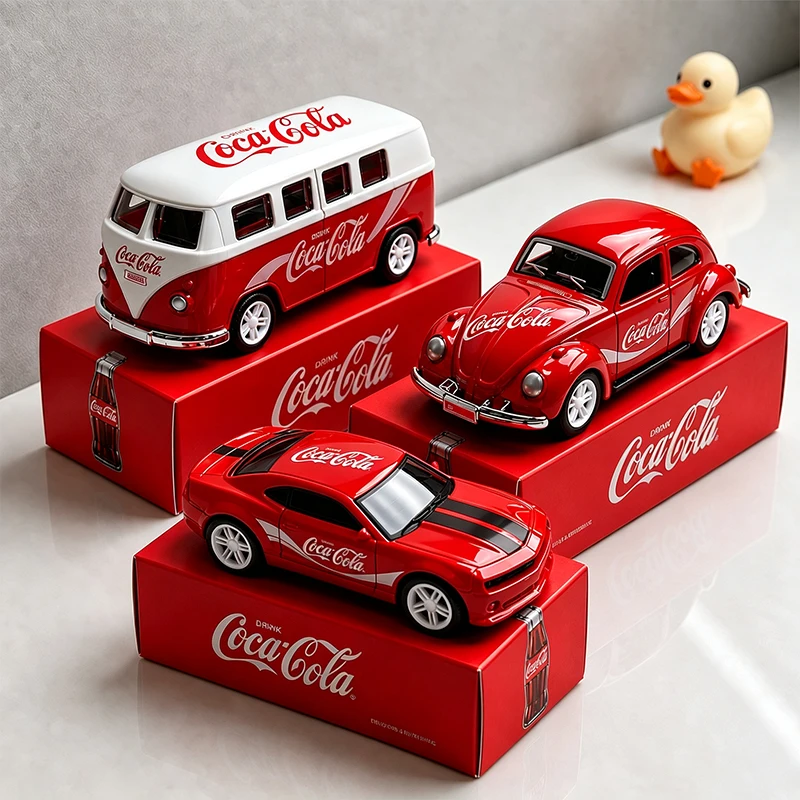 Cola Version 150 Alloy  Beetle Bus Toy Car Model Retro Yellow Bug T1 Bus Collectible Simulation Vehicle Toy for All Ages
