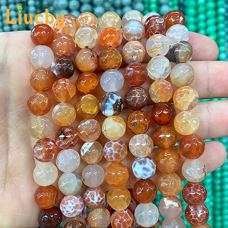 

Red and white dragon patterned agate Natural Stone Beads For Jewelry Making DIY Advanced sense Crafts 15"Wholesale 4/6/8/10/12mm