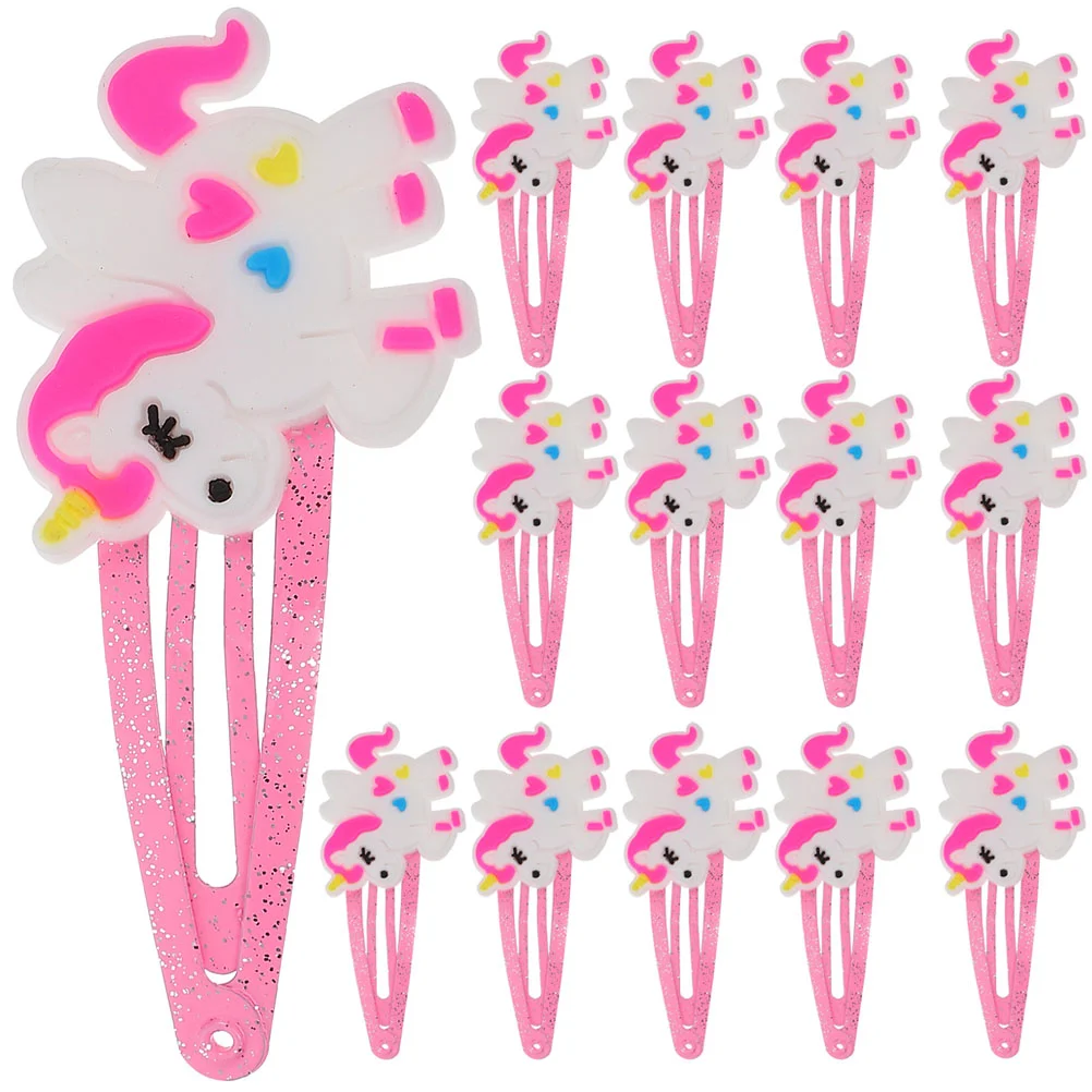 20 Pcs Bang Clip Love Cartoon Children's Unicorn Hair Miss Pins Girls Barrette Soft Rubber Clips Barrettes