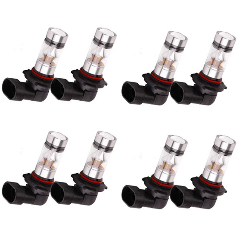 8X 9005 HB3 6000K 100W 2323 LED Projector Fog Driving Light Bulbs White