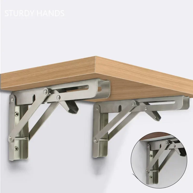 2 PCS Triangle Heavy-Duty Folding Bracket Stainless Steel High Load-Bearing Bracket Wall-Mounted Table Frame Hardware Supplies