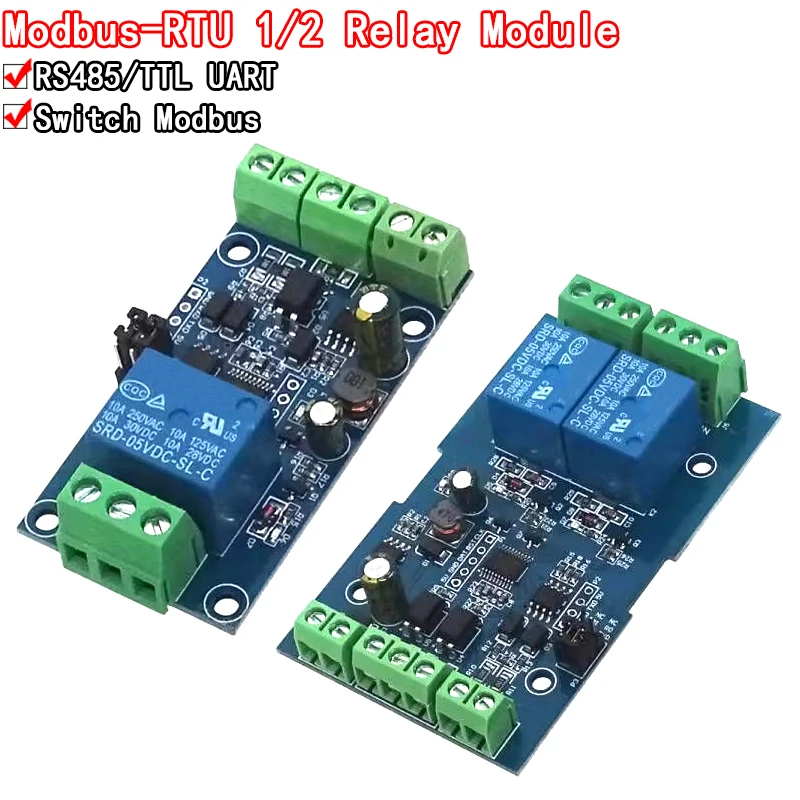 Modbus-Rtu 1/2 Channel 7-24V Relay Module Switch Modbus RTU 4 Channel Relay Output 12V Switch Input 485 Communication TTL Pin He