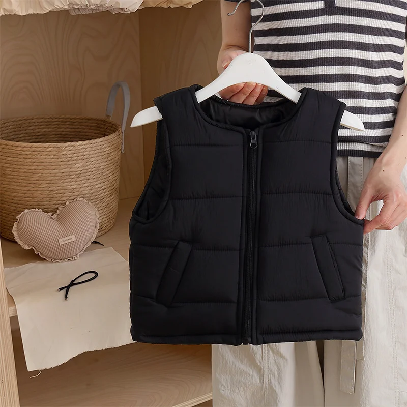 Children's Fashion Down Vests Kids Autumn Winter Waistcoat Boys Girls  Casual Sleeveless Lightweight Coats Toddler Jackets  125