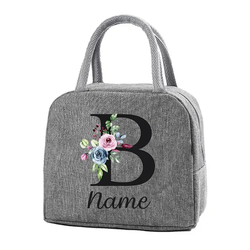 Custom Name Insulated Bag Lunch Box Thermal Insulated Bento Cooler Bag Picnic Food Pouch Gifts for Women Kids Lunch Handbag