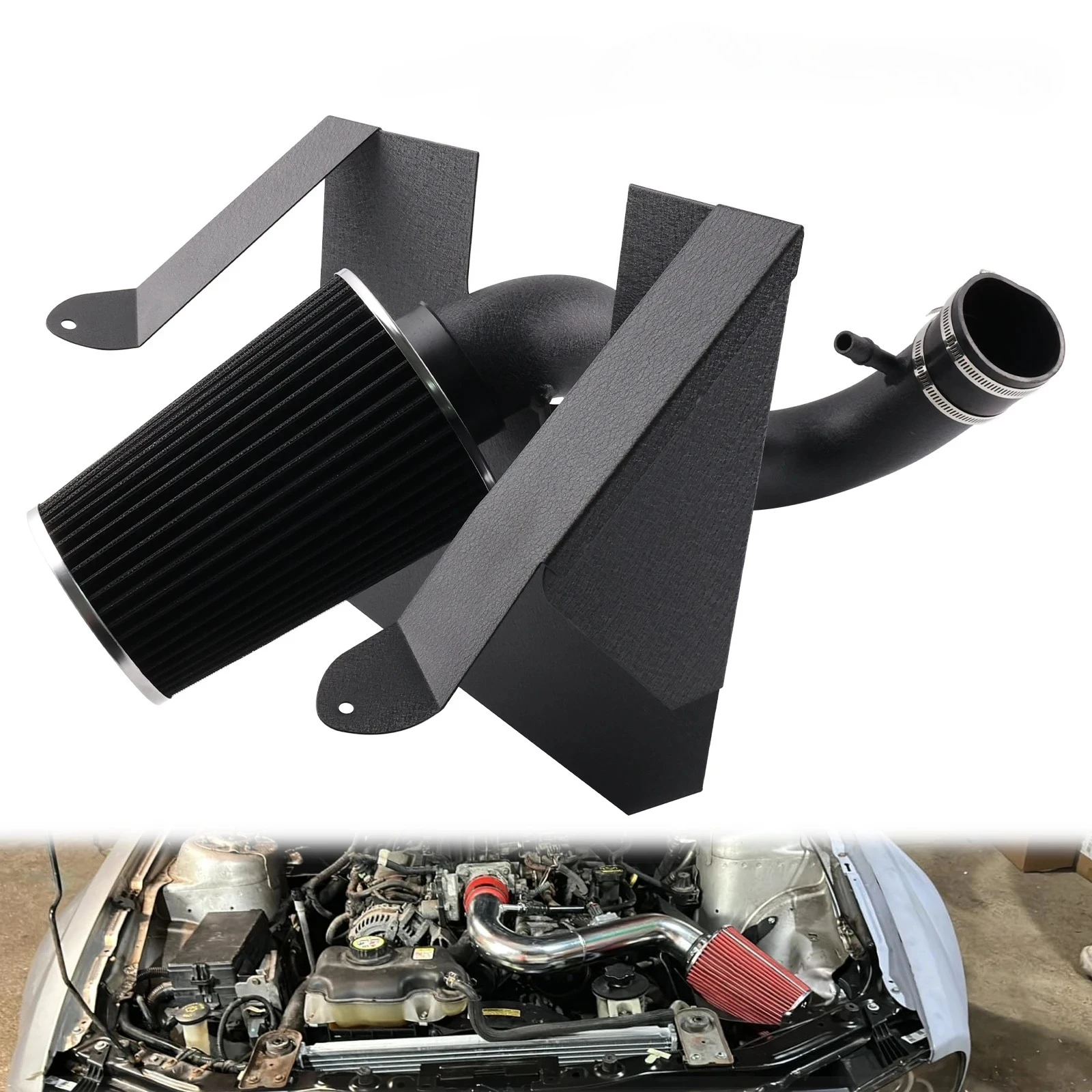 High Flow Cold Air Intake Kit With Heat Shield Filter Performance For 2005‑2009 Ford Mustang Base 4.0L V6 Engine
